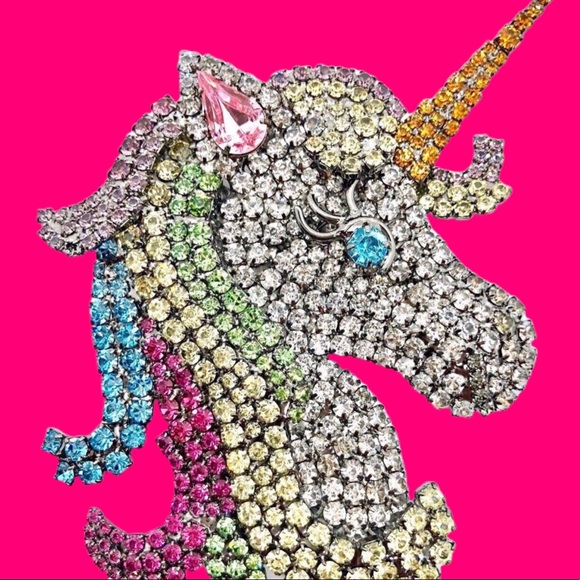 B & M von Walhof Jewelry - COPY - Candy Sweet Unicorn Brooch Crystal - von Walhof